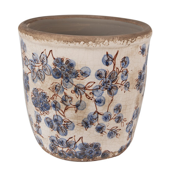 Clayre & Eef | Bloempot Binnen Beige Blauw ø 14x14 cm | 6CE1619M