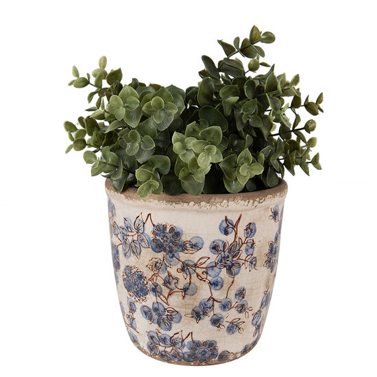 Clayre & Eef | Bloempot Binnen Beige Blauw ø 14x14 cm | 6CE1619M