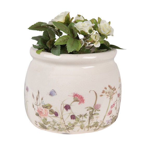 Clayre & Eef | Bloempot Binnen Beige Roze ø 12x10 cm | 6CE1630S