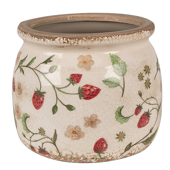 Clayre & Eef | Bloempot Binnen Beige Rood ø 16x13 cm | 6CE1632M