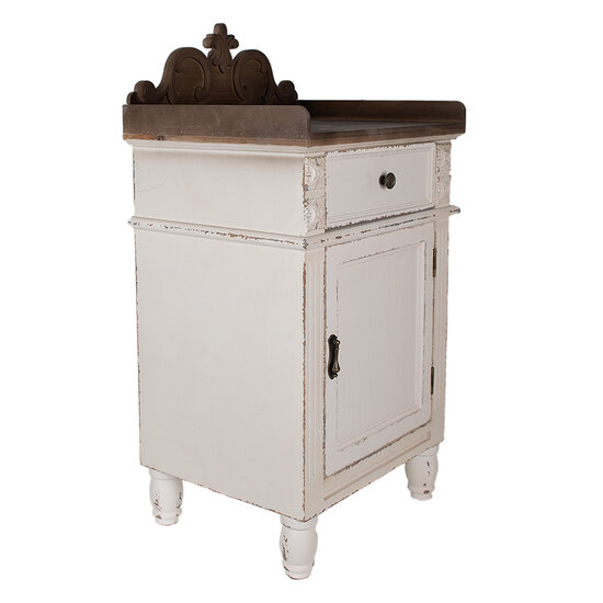 Clayre & Eef | Nachtkastje Wit Bruin 48x39x89 cm | 5H0667