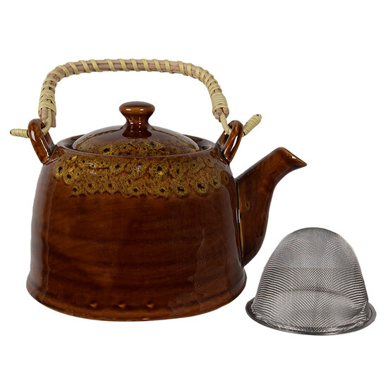 Clayre & Eef | Theepot Bruin ø 14x12 cm / 750 ml | 6CETE0136