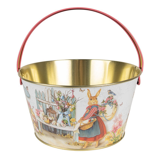 Clayre & Eef | Opbergmand Wit Blauw Rood ø 19x10 cm | 6BL0108