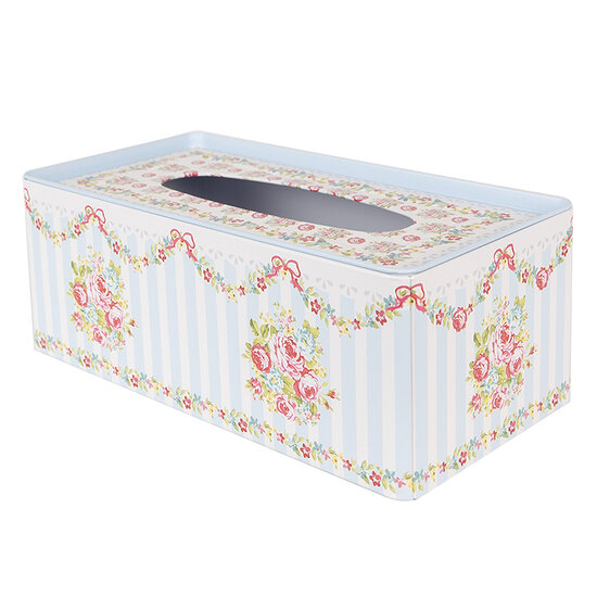 Clayre & Eef | Tissuebox Roze Wit 25x13x10 cm | 6BL0119