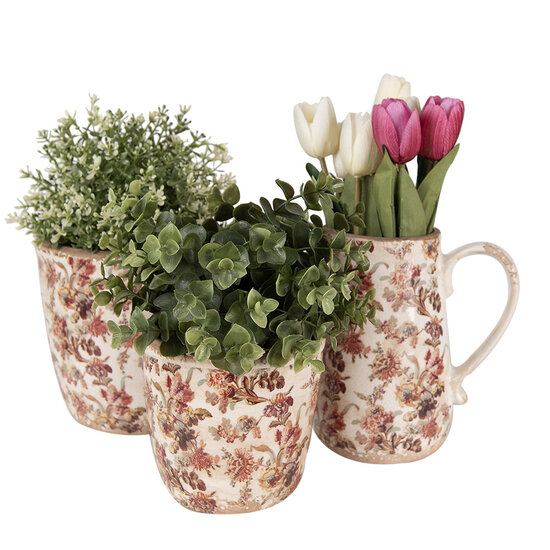 Clayre & Eef | Bloempot Binnen Beige Roze ø 11x11 cm | 6CE1649XS