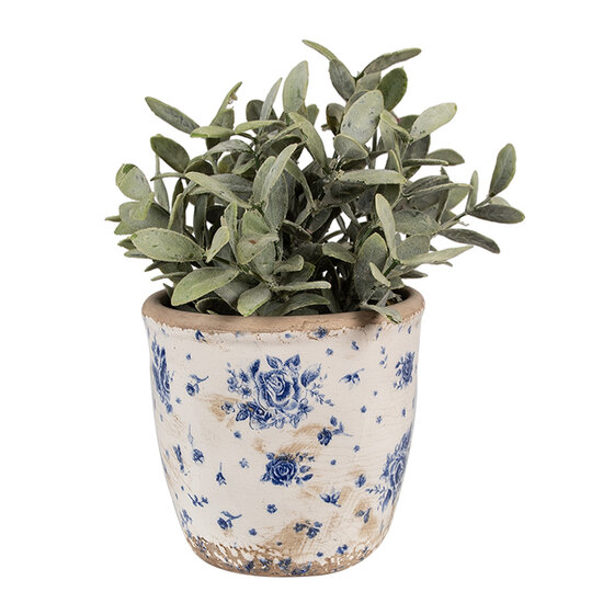 Clayre & Eef | Bloempot Binnen Beige Blauw ø 13x12 cm | 6CE1658S