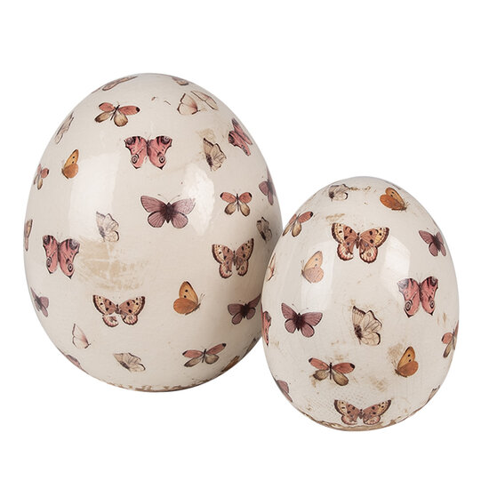 Clayre & Eef | Decoratie Beeld Ei Beige Roze ø 10x12 cm | 6CE1667M