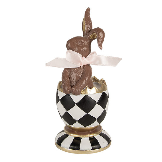 Clayre & Eef | Decoratie konijn in ei Bruin Wit 8x7x19 cm | 6PR4102