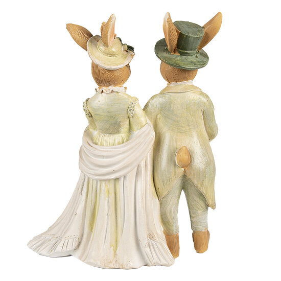 Clayre & Eef | Decoratie Konijn Bruin Groen 17x8x21 cm | 6PR5019