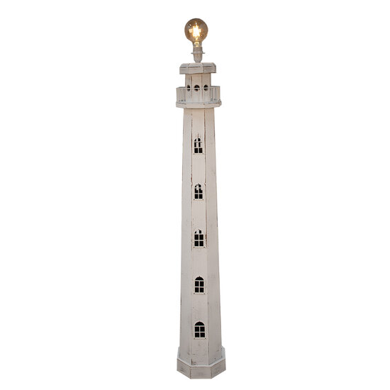 Clayre & Eef | Vloerlamp Vuurtoren Wit 23x23x140 cm E27/max 1x60W | 5LMP278W