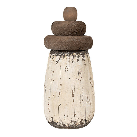Clayre & Eef | Decoratie Vuurtoren Wit Bruin ø 11x23 cm | 6H2335