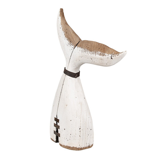 Clayre & Eef | Decoratie Walvisstaart Wit Bruin 27x10x45 cm | 6H2347