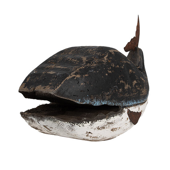 Clayre & Eef | Decoratie Walvis Zwart Wit 36x15x23 cm | 6H2349
