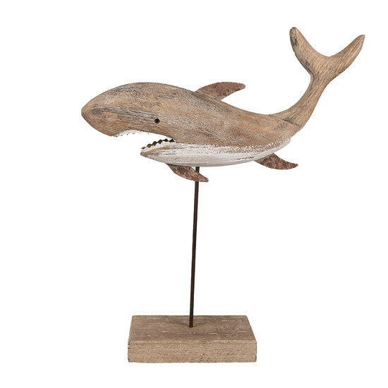 Clayre & Eef | Decoratie Haai Bruin Wit 34x8x39 cm | 6H2354