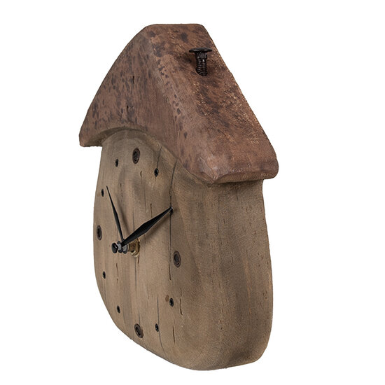 Clayre & Eef | Tafelklok Bruin 18x5x19 cm / 1xAA | 6KL0819