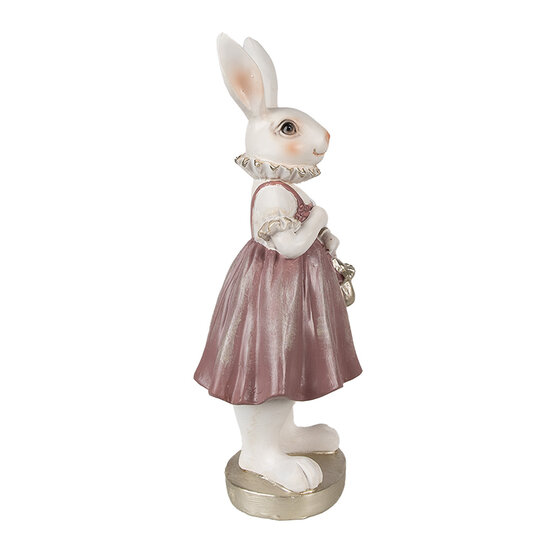 Clayre & Eef | Decoratie Beeld Konijn Wit Roze 12x10x27 cm | 6PR4059