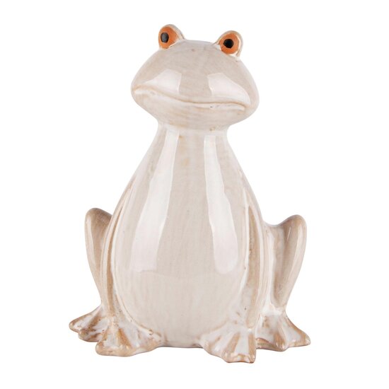 Dekoratief | Kikker 'Hugo', beige, keramiek, 11x8x15cm | A240010