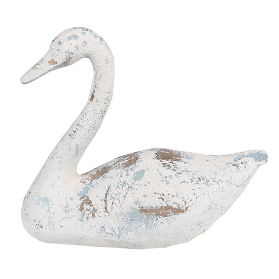 Clayre & Eef | Decoratie Beeld Zwaan Wit Bruin 33x16x28 cm | 6PR5056