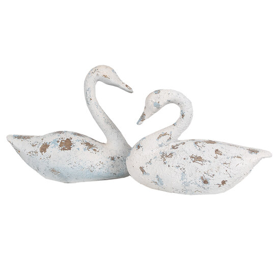 Clayre & Eef | Decoratie Beeld Zwaan Wit Bruin 33x16x28 cm | 6PR5056