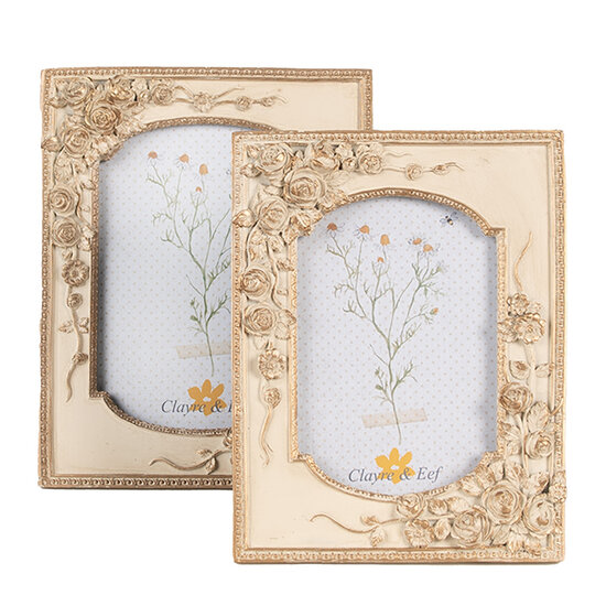 Clayre & Eef | Fotolijst Beige 16x3x21 cm / 10x15 cm | 2F1057