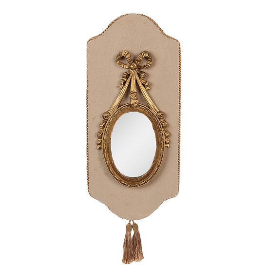 Clayre & Eef | Wandspiegel Beige Goudkleurig 20x2x44 cm | 62S292