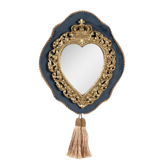 Clayre & Eef | Wandspiegel Blauw Goudkleurig 19x3x22 cm | 62S294