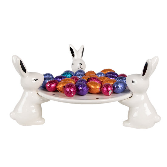 Clayre & Eef | Serveerschaal Wit Zwart 24x23x12 cm | 6CE1692