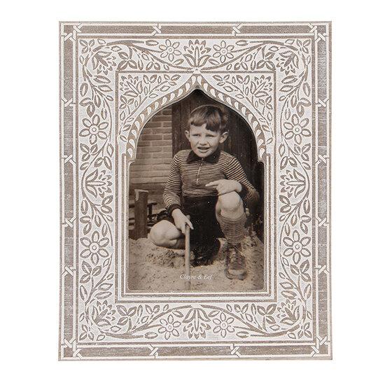 Clayre & Eef | Fotolijst Wit Bruin 18x1x23 cm / 10x15 cm | 2F1095