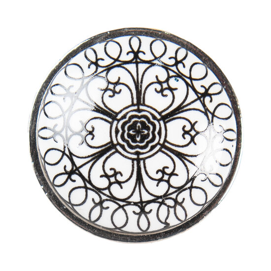 Clayre & Eef | Deurknop Zwart Wit ø 3x2 cm | 61887