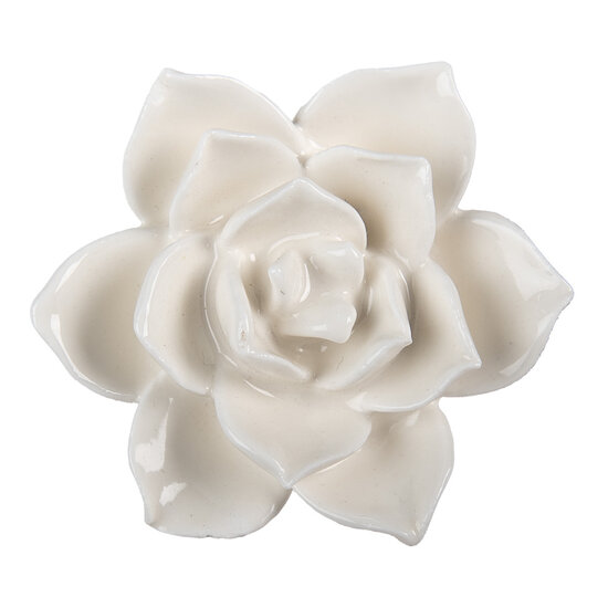 Clayre & Eef | Deurknop Wit Bruin ø 5x4 cm | 62349