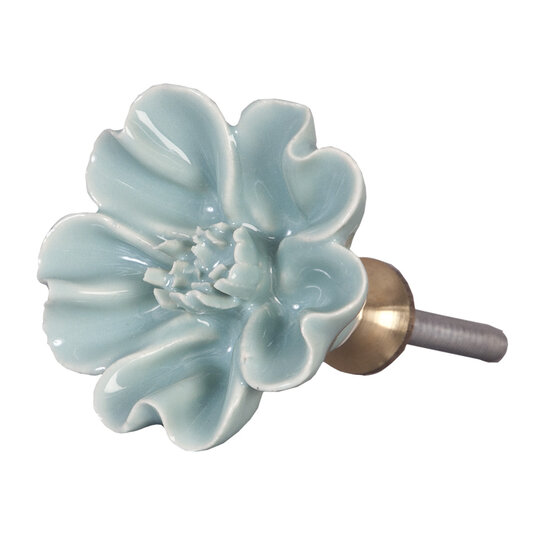 Clayre & Eef | Deurknop Blauw Bruin ø 5x3 cm | 62352