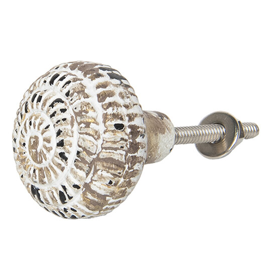 Clayre & Eef | Deurknop Bruin Beige ø 4x4 cm | 64179