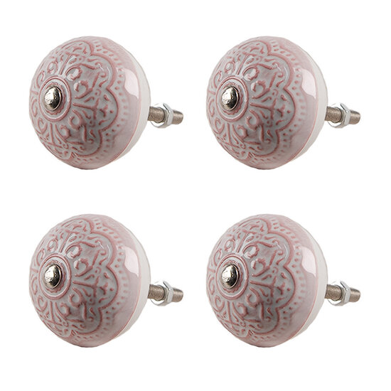 Clayre & Eef | Deurknop set van 4 Roze ø 4x3/6 cm | 65302