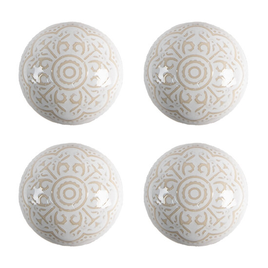 Clayre & Eef | Deurknop set van 4 Beige ø 4x3/6 cm | 65304