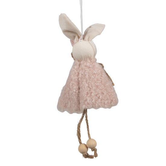 Clayre & Eef | Decoratie Hanger Konijn Roze 8x3x16 cm | 65352