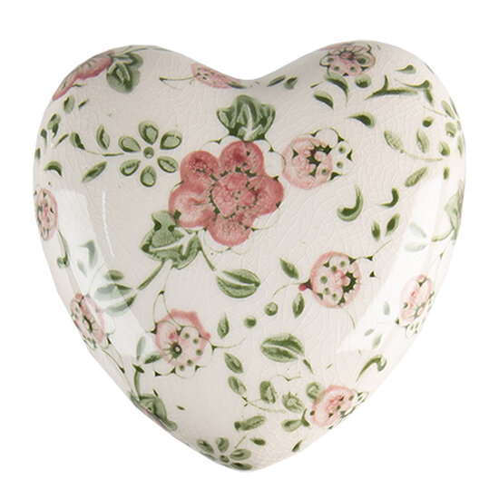 Clayre & Eef | Decoratie Hart Roze, Beige 11x11x4 cm | 6CE1565L