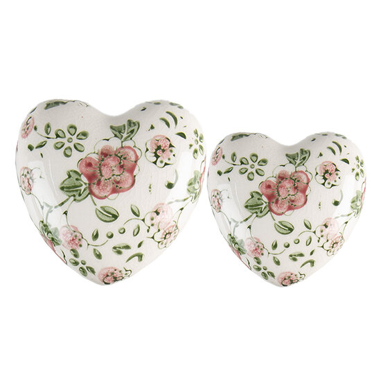 Clayre & Eef | Decoratie Hart Roze, Beige 11x11x4 cm | 6CE1565L