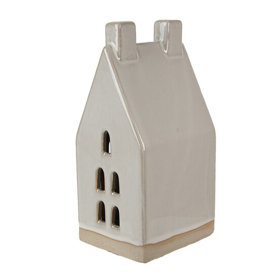 Clayre & Eef | Decoratie Huisje met LED Beige 9x8x18 cm | 6CE1591L