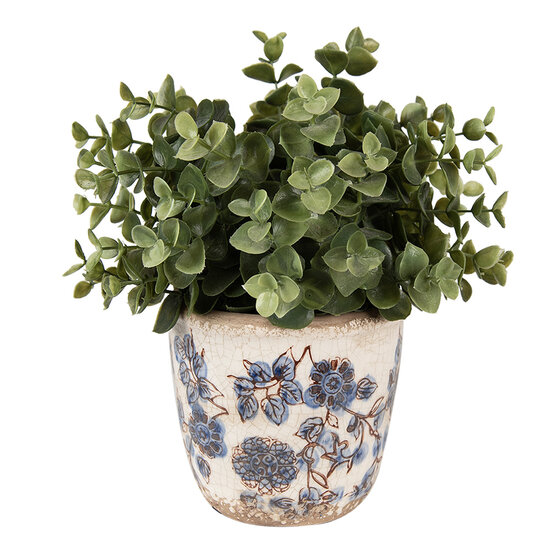 Clayre & Eef | Bloempot Binnen Beige Blauw ø 13x12 cm | 6CE1619S