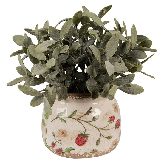Clayre & Eef | Bloempot Binnen Beige Rood ø 12x10 cm | 6CE1632S