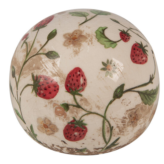 Clayre & Eef | Decoratie Beeld Bal Beige Rood ø 10x10 cm | 6CE1636
