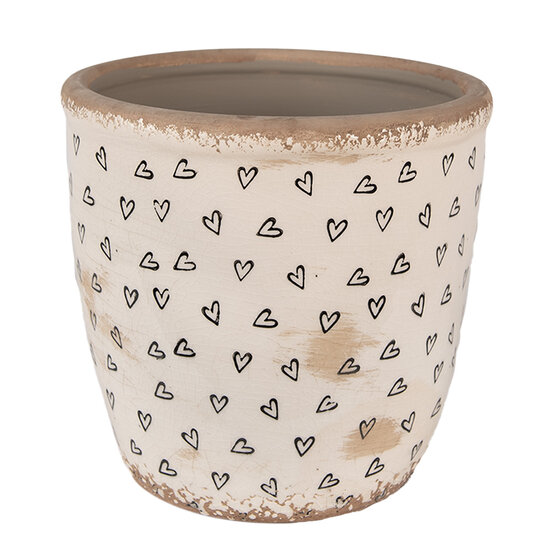 Clayre & Eef | Bloempot Binnen Beige Zwart ø 16x16 cm | 6CE1652L