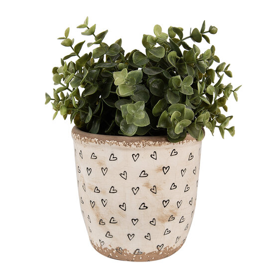 Clayre & Eef | Bloempot Binnen Beige Zwart ø 14x13 cm | 6CE1652M