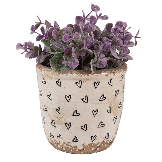 Clayre & Eef | Bloempot Binnen Beige Zwart ø 11x11 cm | 6CE1652XS