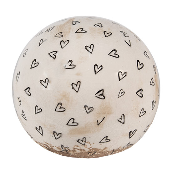 Clayre & Eef | Decoratie Beeld Bal Beige Zwart ø 12x12 cm | 6CE1657