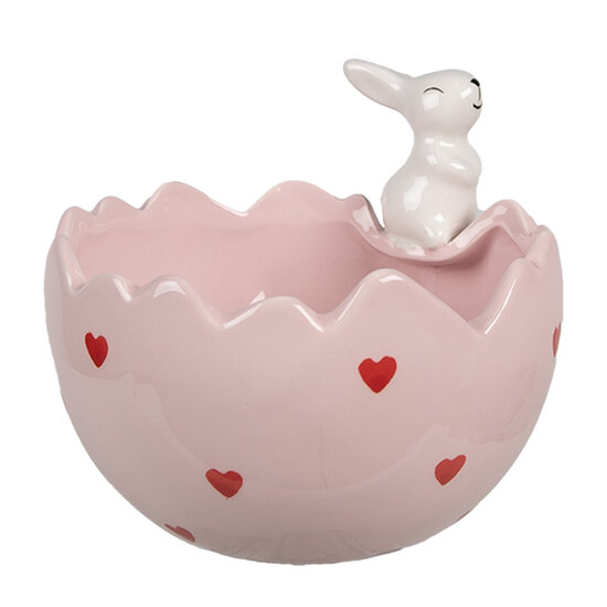 Clayre & Eef | Decoratie schaal Roze Wit 13x12x10 cm | 6CE1694