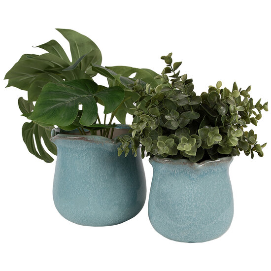 Clayre & Eef | Bloempot Binnen Blauw ø 12x12 cm | 6CE1715BL