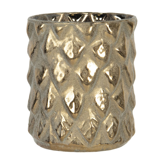 Clayre & Eef | Glazen Theelichthouder Goudkleurig ø 6x9 cm | 6GL2766