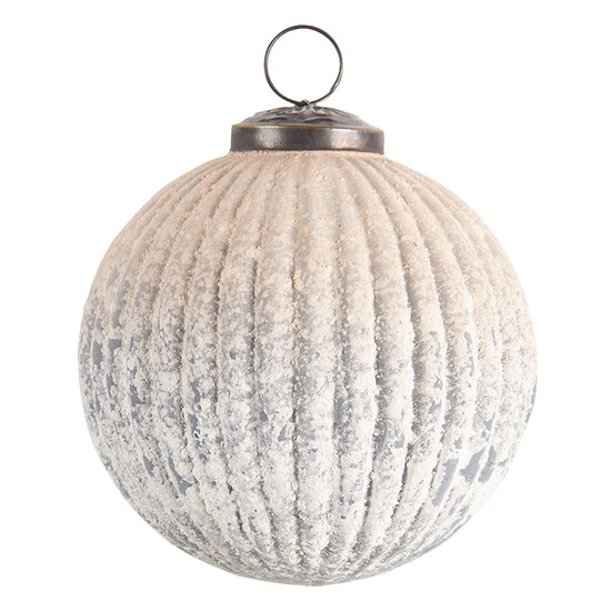 Clayre & Eef | Kerstbal Wit, Grijs ø 9x9 cm | 6GL3186