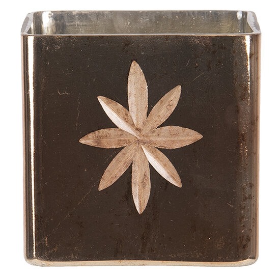 Clayre & Eef | Theelichthouder Goudkleurig Bruin 10x10x10 cm | 6GL3212